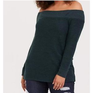 Torrid, size 30 green off shoulder sweatshirt tunic